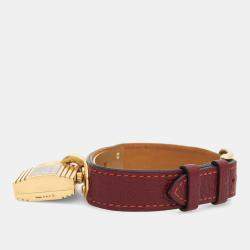 Pre Owned Hermes Kelly Quartz Burgundy Stainless Steel Women's Wristwatch 20 mm