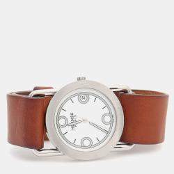 Pre Owned Hermes Barenia BR1.710 Quartz White Stainless Steel Women's Wristwatch 37 mm