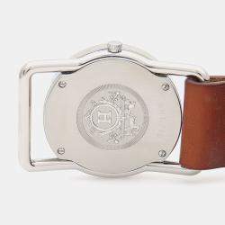 Pre Owned Hermes Barenia BR1.710 Quartz White Stainless Steel Women's Wristwatch 37 mm