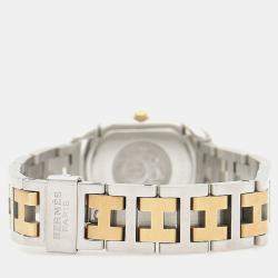 Pre Owned Hermes Rallye RA1.220 Quartz Cream Yellow Gold Plated Stainless Steel Women's Wristwatch 20.5 mm