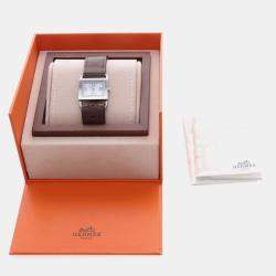 Pre Owned Hermes Barenia Quartz Silver Stainless Steel Women's Wristwatch 25.5 mm