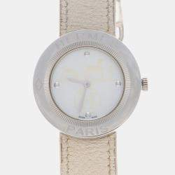 Pre Owned Hermes Passe Passe PP1.410 Quartz White Stainless Steel Women's Wristwatch 30 mm