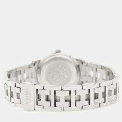 Pre Owned Hermes Clipper CL4.210 Quartz White Stainless Steel Women's Wristwatch 24 mm