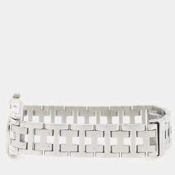 Pre Owned Hermes Clipper CL4.210 Quartz White Stainless Steel Women's Wristwatch 24 mm
