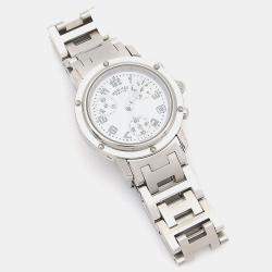 Pre Owned Hermes Clipper CL1.310 Quartz White Stainless Steel Women's Wristwatch 31 mm