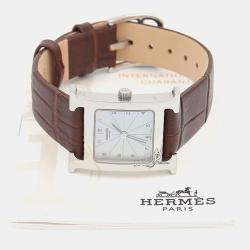 Pre Owned Hermes H Hour HH1.210 Quartz Stainless Steel Women's Wristwatch 21 mm