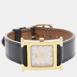 Pre Owned Hermes Heure H HH1.201 Quartz Yellow Gold Plated Stainless Steel Women's Wristwatch 21.5 mm