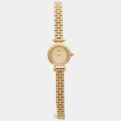 Pre Owned Hermes Faubourg Joailliere FG3.186 Diamond Pave Dial 18K Yellow Gold Women's Wristwatch 16.20 mm