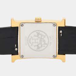 Pre Owned Hermes Heure H HH1.201 Quartz Gold Plated Stainless Steel Womens Wristwatch 21 mm