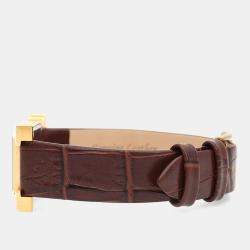 Pre Owned Hermes Heure H HH1.201 Quartz Gold Plated Stainless Steel Womens Wristwatch 21 mm