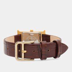 Pre Owned Hermes Heure H HH1.201 Quartz Gold Plated Stainless Steel Womens Wristwatch 21 mm