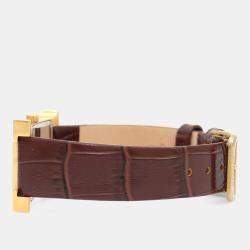 Pre Owned Hermes Heure H HH1.201 Quartz Gold Plated Stainless Steel Womens Wristwatch 21 mm