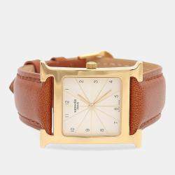 Pre Owned Hermes Heure H HH1.501 Quartz Gold Plated Stainless Steel Men's Wristwatch 26 mm