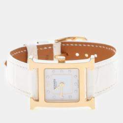 Pre Owned Hermes Heure H HH1.202b Quartz Gold Plated Stainless Steel Women's Wristwatch 21.5 mm