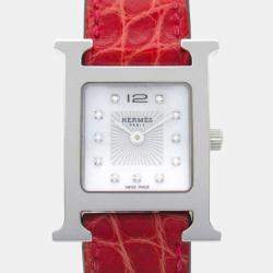Pre Owned Hermes Heure H HH1.210 Quartz White Stainless Steel Women's Wristwatch 21 mm