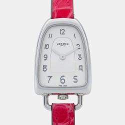 Pre Owned Hermes Galop GA1.110 Quartz Silver Stainless Steel Women's Wristwatch 20 mm