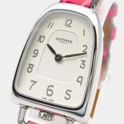Pre Owned Hermes Galop GA1.110 Quartz Silver Stainless Steel Women's Wristwatch 20 mm