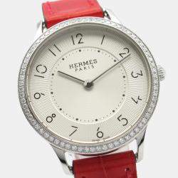 Pre Owned Hermes Slim CA2.230 Quartz Silver Stainless Steel Women's Wristwatch 32 mm