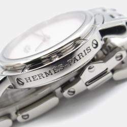Pre Owned Hermes Clipper CL4.230 Quartz Pink Stainless Steel Women's Wristwatch 24 mm