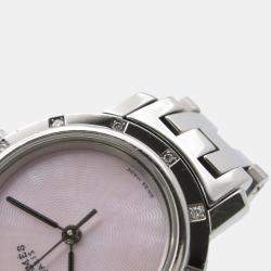 Pre Owned Hermes Clipper CL4.230 Quartz Pink Stainless Steel Women's Wristwatch 24 mm