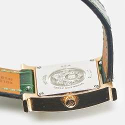 Pre Owned Hermes Heure H HH1.202C Mother Of Pearl DIal Gold Plated Stainless Steel Alligator Leather Women's Wristwatch 21 mm