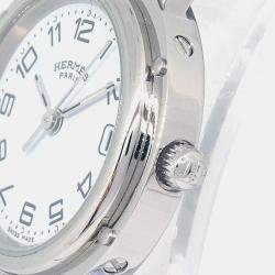 Pre Owned Hermes Clipper CL4.210 Quartz White Stainless Steel Women's Wristwatch 24 mm