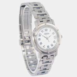 Pre Owned Hermes Clipper CL4.210 Quartz White Stainless Steel Women's Wristwatch 24 mm