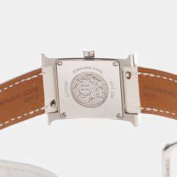 Pre Owned Hermes H Hour HH1.235 Quartz White Diamonds, Stainless Steel Women's Wristwatch 26mm