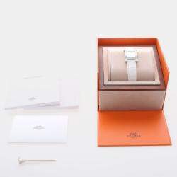 Pre Owned Hermes H Hour HH1.235 Quartz White Diamonds, Stainless Steel Women's Wristwatch 26mm