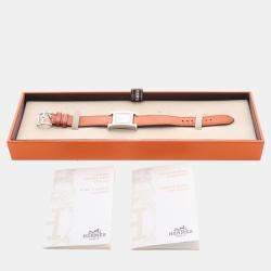 Pre Owned Hermes H Hour HH1.210 Quartz White Stainless Steel Women's Wristwatch 26mm
