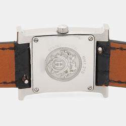 Pre Owned Hermes H Hour HH1.210 Quartz White Diamonds, Stainless Steel Women's Wristwatch 26mm