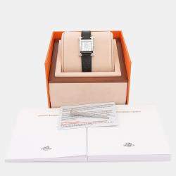 Pre Owned Hermes H Hour HH1.210 Quartz White Diamonds, Stainless Steel Women's Wristwatch 26mm