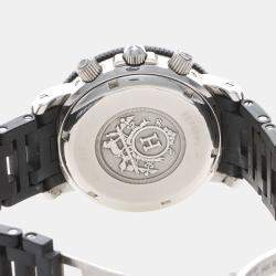Pre Owned Hermes Clipper Chronograph CL2.915 Quartz Black Stainless Steel Men's Wristwatch 38mm