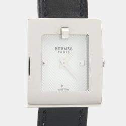 Pre Owned Hermes Belt BE1.210 Quartz White Stainless Steel Women's Wristwatch 21mm