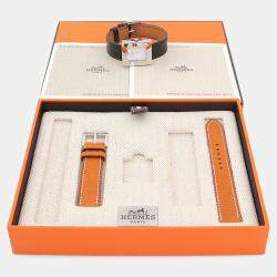 Pre Owned Hermes Belt BE1.210 Quartz White Stainless Steel Women's Wristwatch 21mm