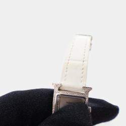 Pre Owned Hermes Heure H Quartz White Stainless Steel Women's Wristwatch 21 mm