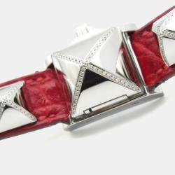 Pre Owned Hermes Medor ME2.131 Quartz Silver Stainless Steel Diamond Women's Wristwatch 17 mm