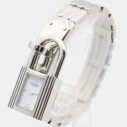 Pre Owned Hermes Kelly W056304WW00 Quartz White Stainless Steel Women's Wristwatch 16 mm