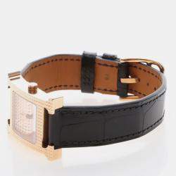 Pre Owned Hermes Heure H HH4.470A Quartz Rose Gold Stainless Steel Women's Wristwatch 21.5 mm