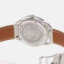 Pre Owned Hermes Arco AR5.430 Quartz White Diamonds Stainless Steel Women's Wristwatch 36mm