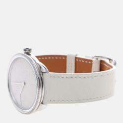 Pre Owned Hermes Arco AR5.430 Quartz White Diamonds Stainless Steel Women's Wristwatch 36mm