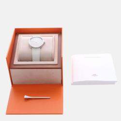 Pre Owned Hermes Arco AR5.430 Quartz White Diamonds Stainless Steel Women's Wristwatch 36mm