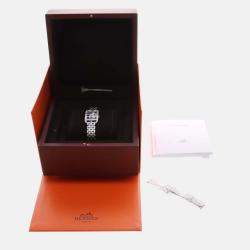 Pre Owned Hermes Cape Cod CC1.330 Quartz Black Diamonds Stainless Steel Women's Wristwatch 23mm