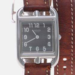 Pre Owned Hermes Cape Cod CC1.210 Quartz Black Stainless Steel Women's Wristwatch 23mm