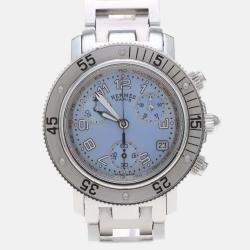 Pre Owned Hermes Clipper CL2.310 Quartz White Stainless Steel Women's Wristwatch 34mm