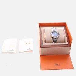 Pre Owned Hermes Clipper CL2.310 Quartz White Stainless Steel Women's Wristwatch 34mm