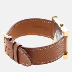 Pre Owned Hermes H Hour HH1.501e Quartz White Gold-Plated Women's Wristwatch 27mm