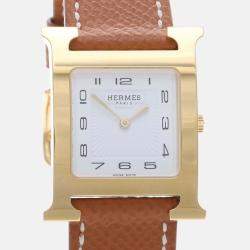 Pre Owned Hermes H Hour HH1.501e Quartz White Gold-Plated Women's Wristwatch 27mm