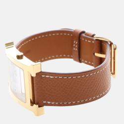 Pre Owned Hermes H Hour HH1.501e Quartz White Gold-Plated Women's Wristwatch 27mm