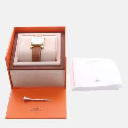 Pre Owned Hermes H Hour HH1.501e Quartz White Gold-Plated Women's Wristwatch 27mm